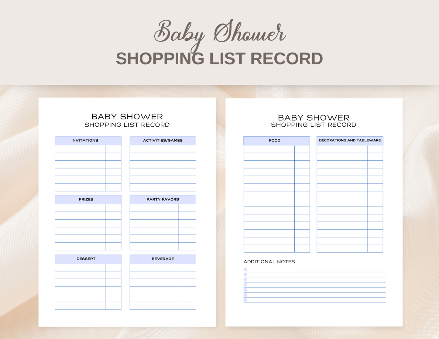 Baby shower planner