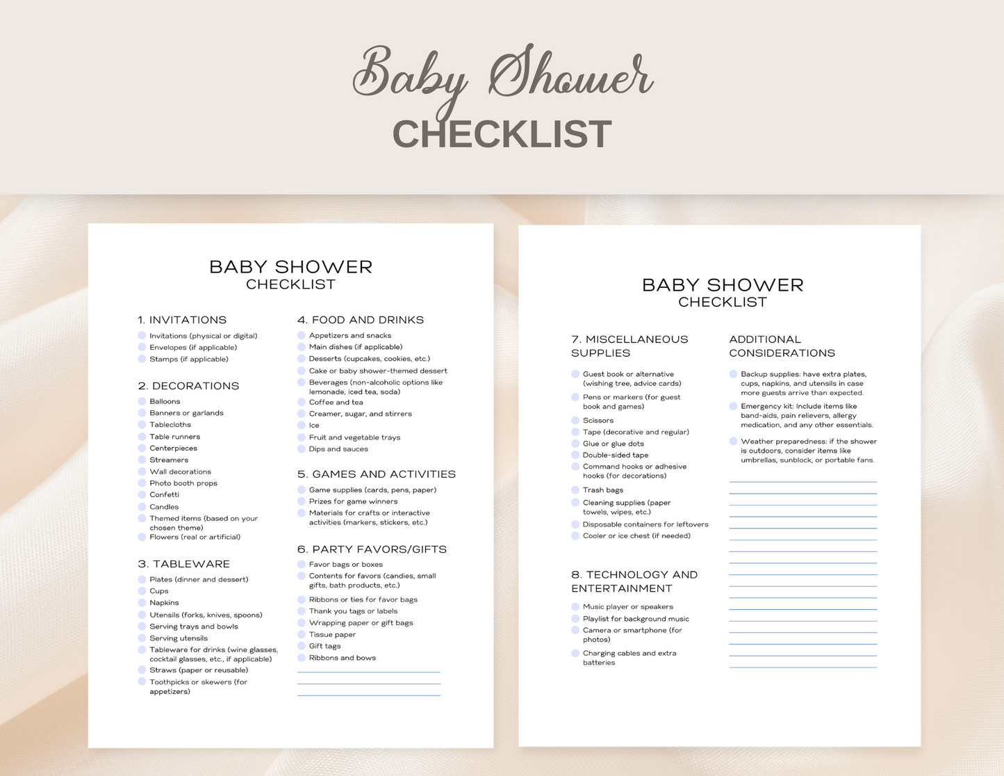 Baby shower planner