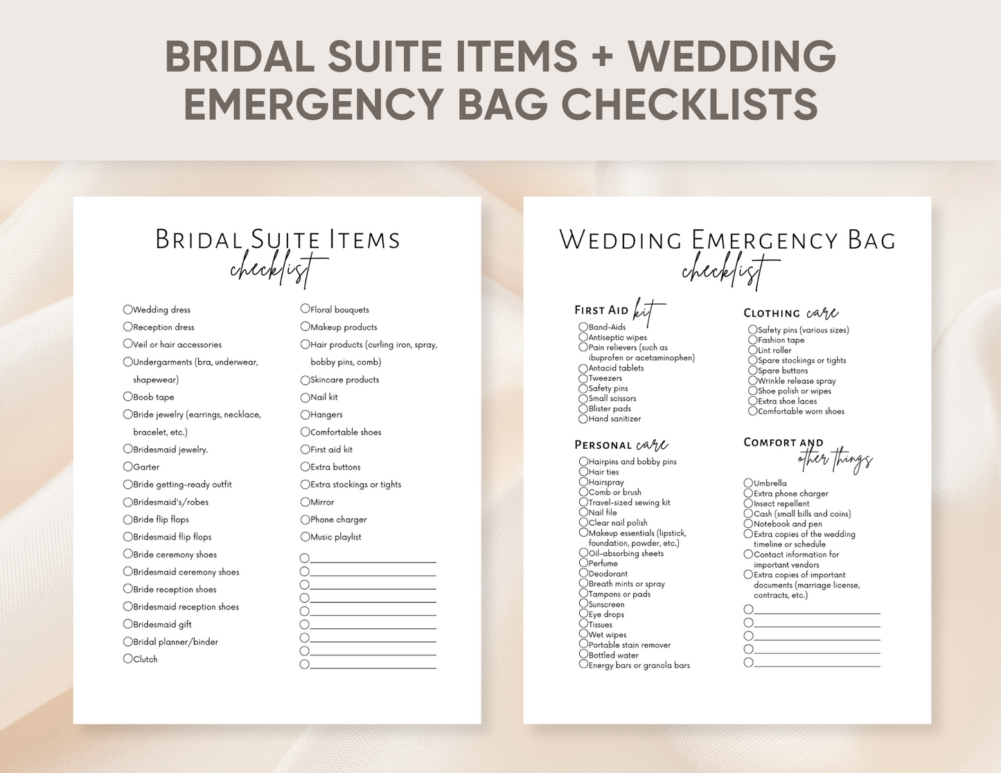 Wedding planning checklist and wedding timelines, photography shot list