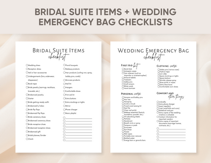 Wedding planning checklist and wedding timelines, photography shot list