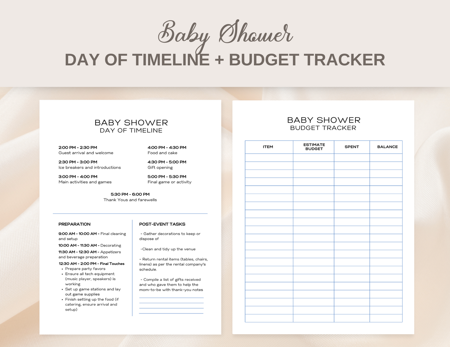 Baby shower planner