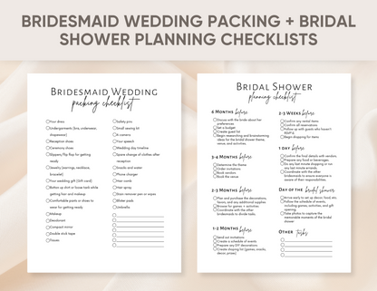 Wedding planning checklist and wedding timelines, photography shot list