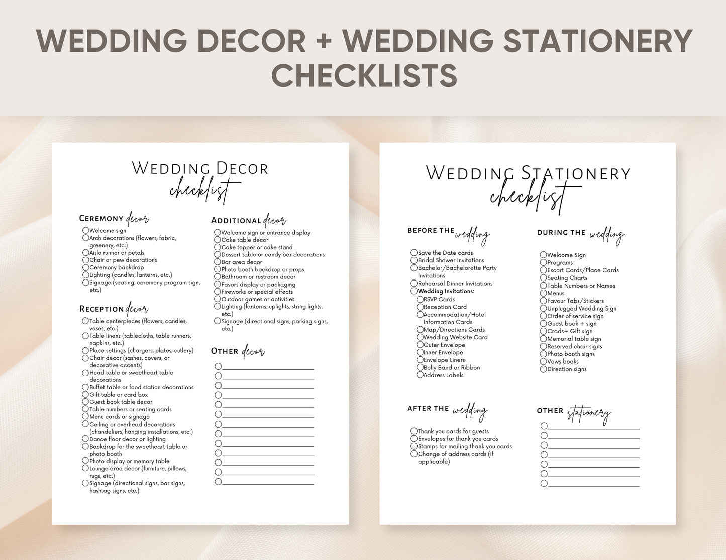 Wedding planning checklist and wedding timelines, photography shot list