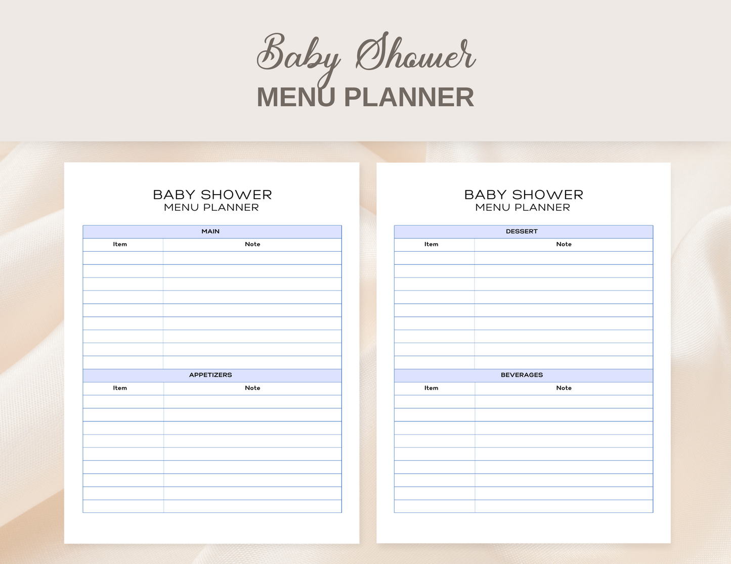 Baby shower planner