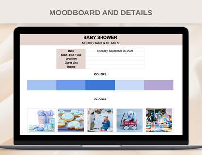 Baby shower planner Google Sheets